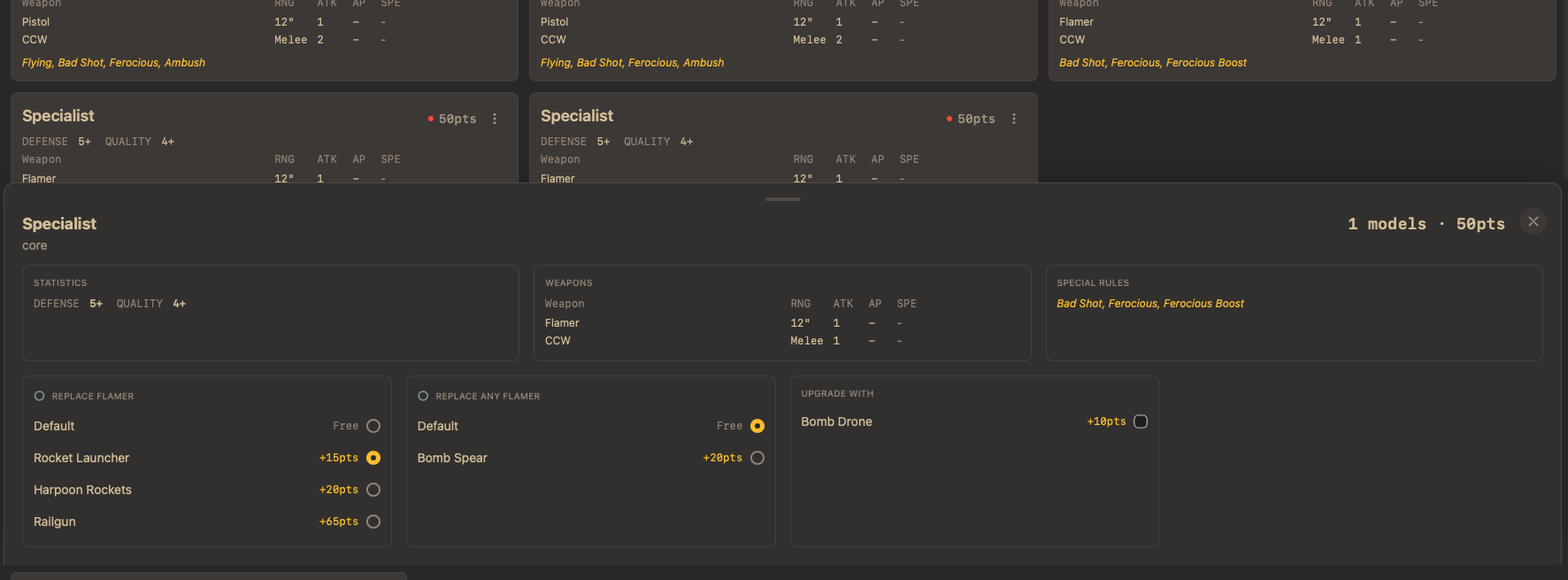 Build lists with points tracking